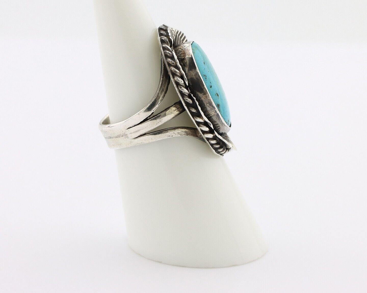 Navajo Ring 925 Silver Blue Turquoise Artist Signed DC C.80's