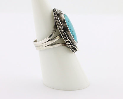 Navajo Ring 925 Silver Blue Turquoise Artist Signed DC C.80's