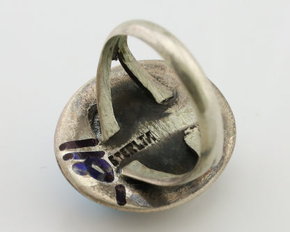 Navajo Handmade Ring 925 Silver Blue Turquoise Native American Artist C.80's