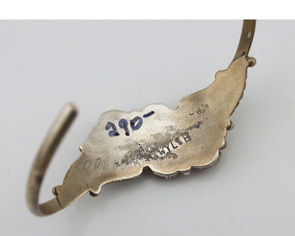 Navajo Bracelet 925 Silver Natural Red Coral Artist Signed MA WYLIE C.80's