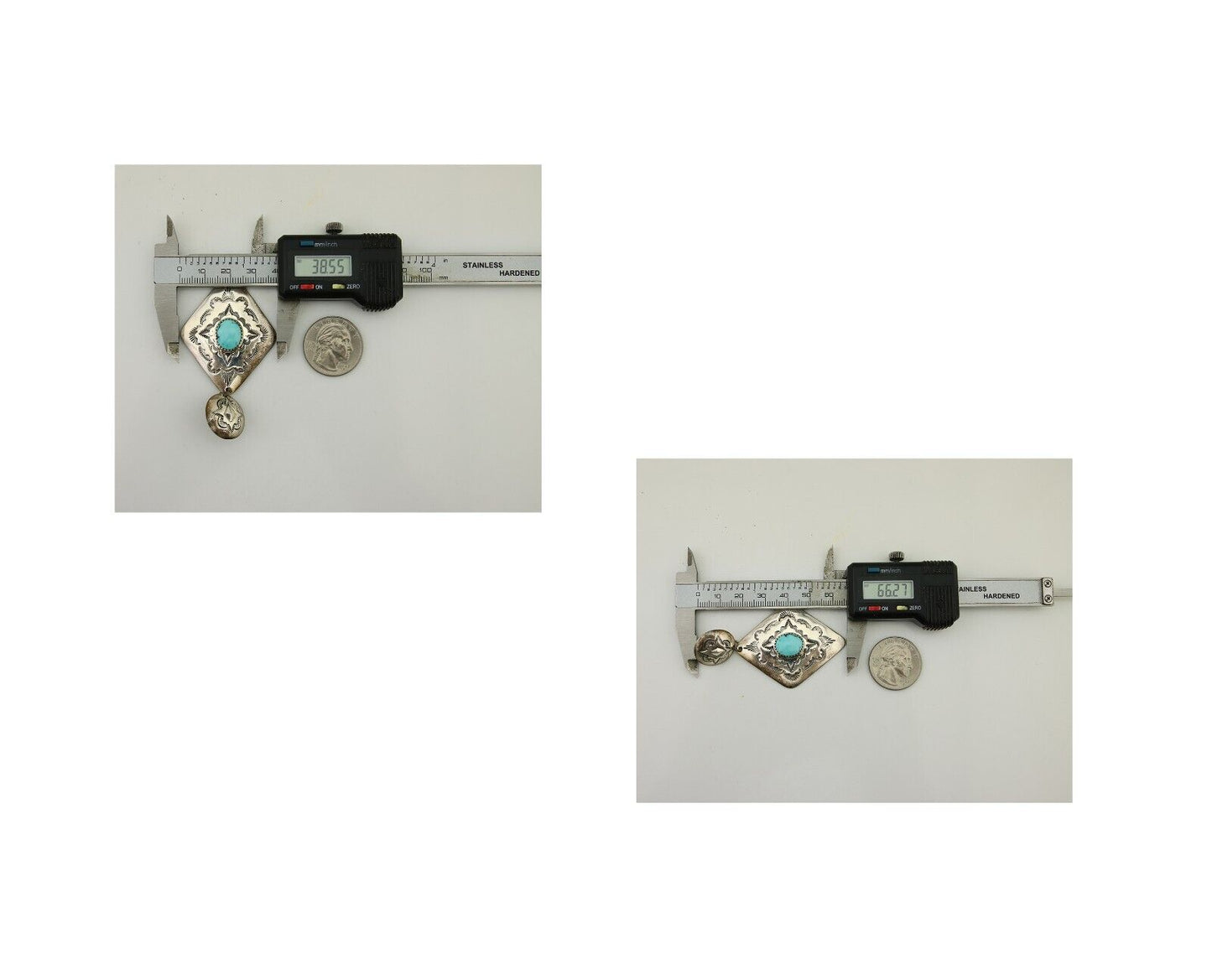 Navajo Dangle Earrings 925 Silver Natural Blue Turquoise Artist Signed LS C.80's
