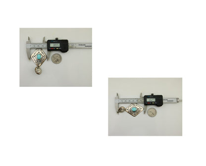 Navajo Dangle Earrings 925 Silver Natural Blue Turquoise Artist Signed LS C.80's