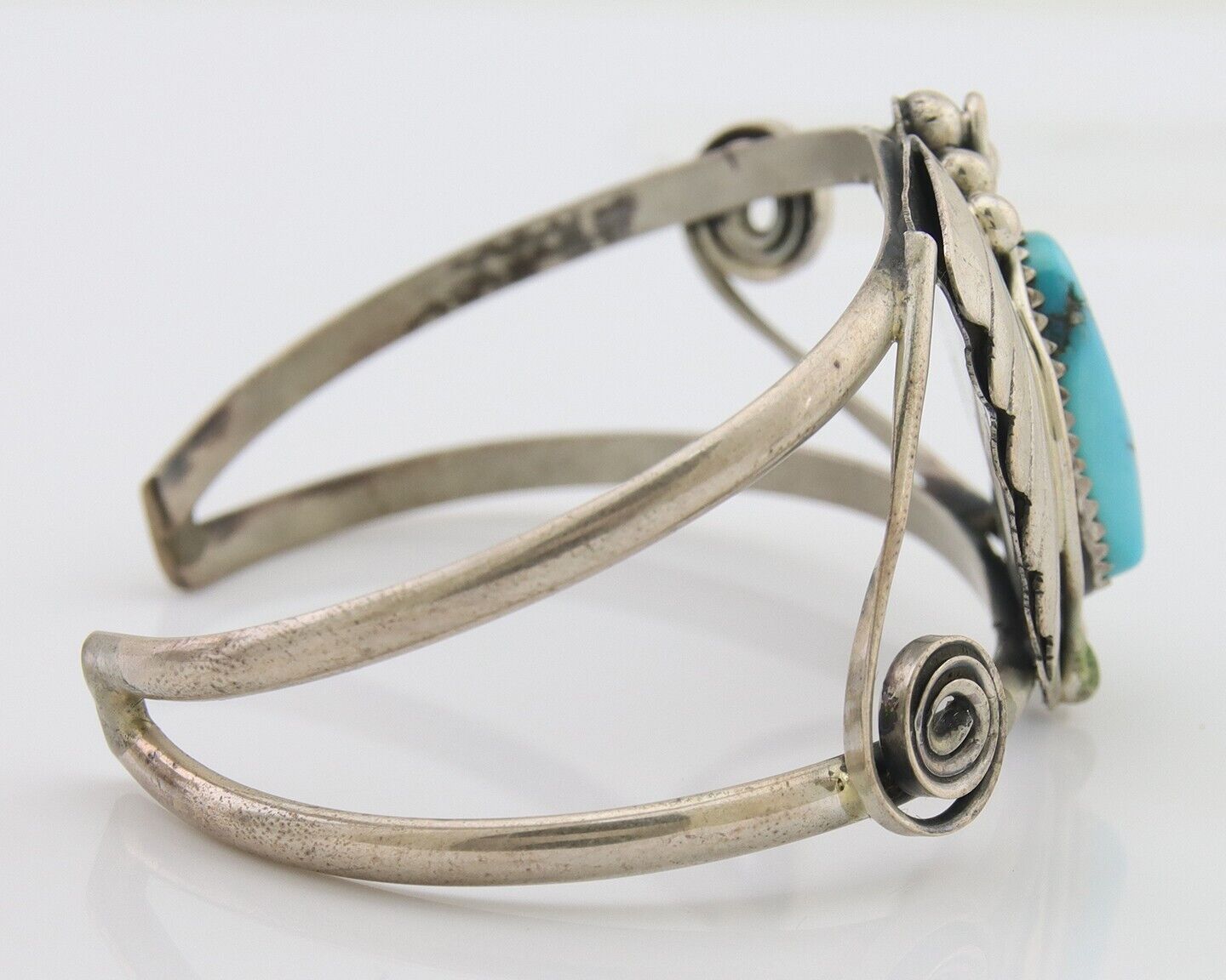 Navajo Bracelet 925 Silver Blue Turquoise Native American Artist C.80's