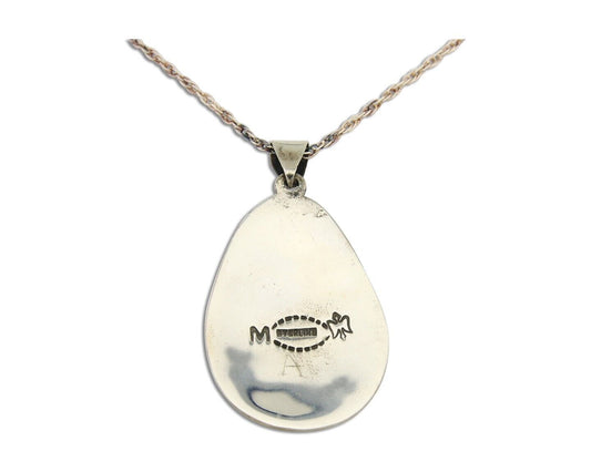 Navajo Necklace 925 Silver Natural Turquoise Artist Signed M Montoya C.80's