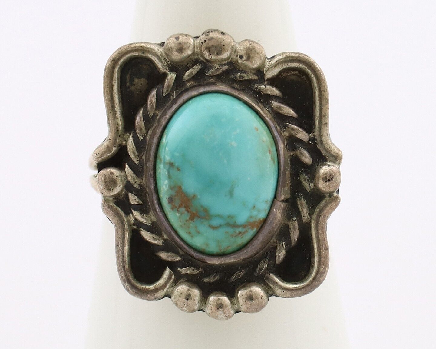 Navajo Ring 925 Silver Blue Turquoise Native American Artist C.80's
