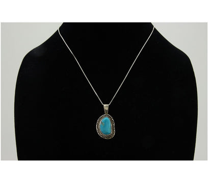 Navajo Necklace 925 Silver Natural Blue Turquoise Artist Signed Mike Begay C.80s