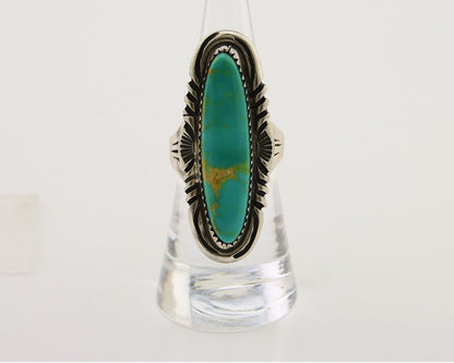 Navajo Hand Stamped Ring 925 Silver Turquoise Native Artist Begay C.80's