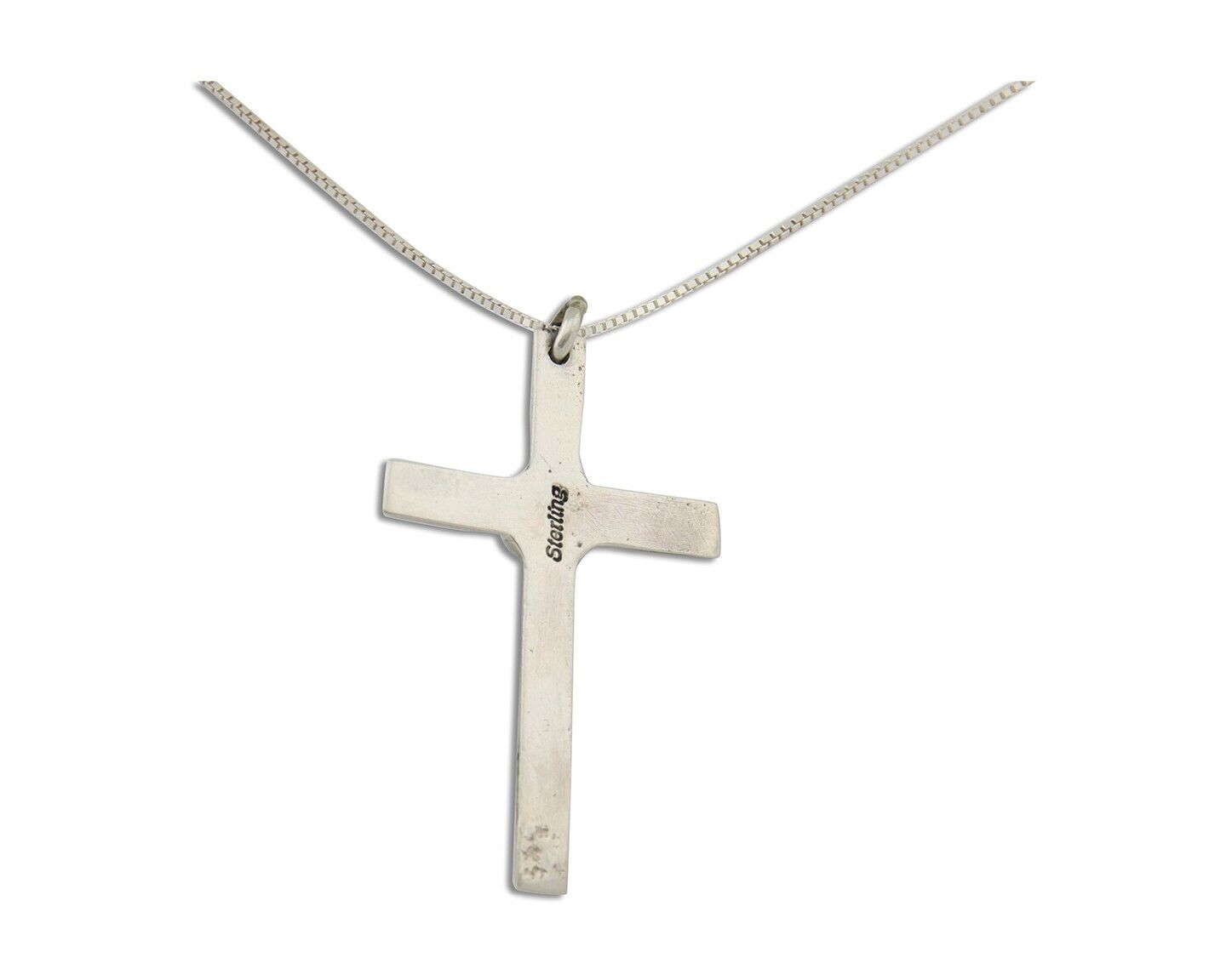 Navajo Sand Cast Necklace 925 Silver Turquoise Native American Artist C.80's