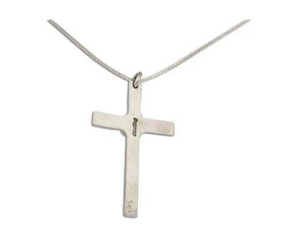 Navajo Sand Cast Necklace 925 Silver Turquoise Native American Artist C.80's