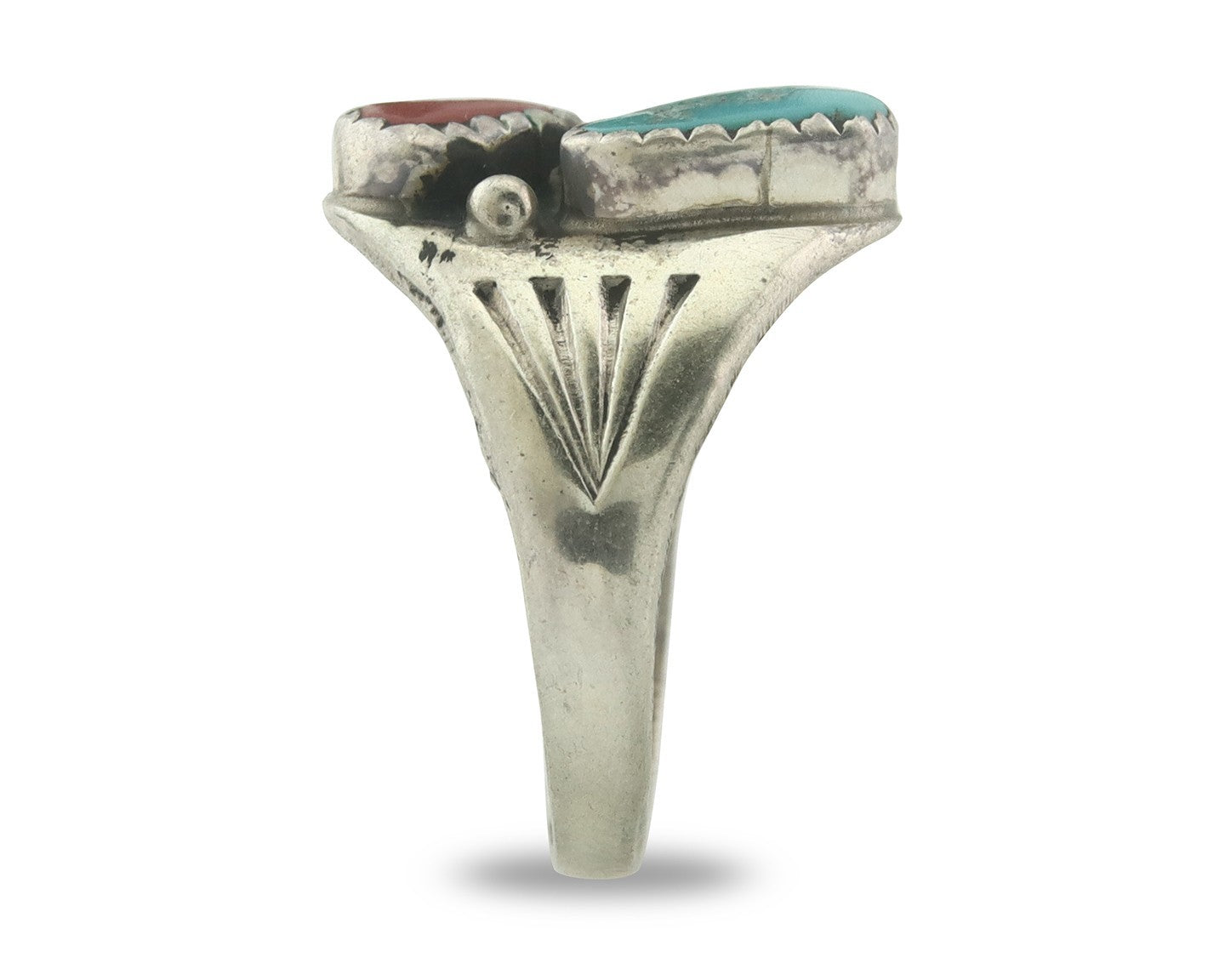 Vintage Navajo Ring 925 Sterling Silver Natural Gemstone Authentic Size 8.0
