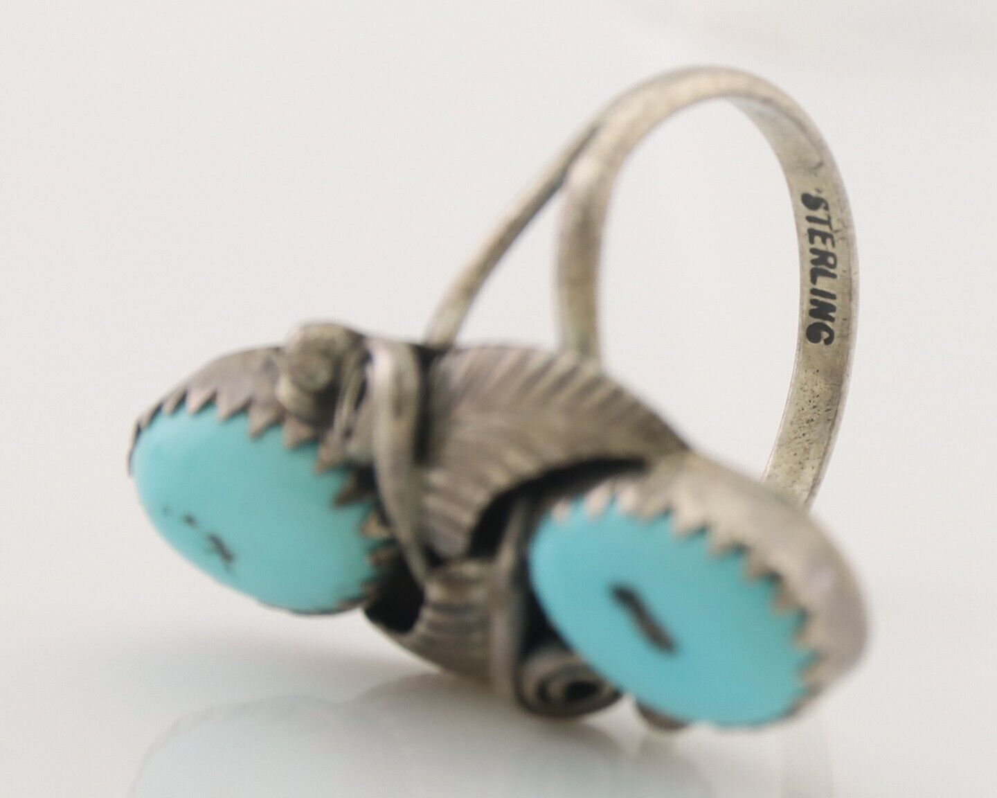 Navajo Ring 925 Silver Natural Blue Turquoise Native American Artist C.80's
