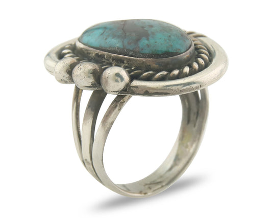 Vintage Ring 925 Sterling Authentic Turquoise Artist Signed Yazzie Size 7.25