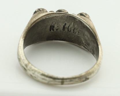 Zuni Ring .925 Silver Natural Sleeping Beauty Turquoise Signed R. LULE C.80's