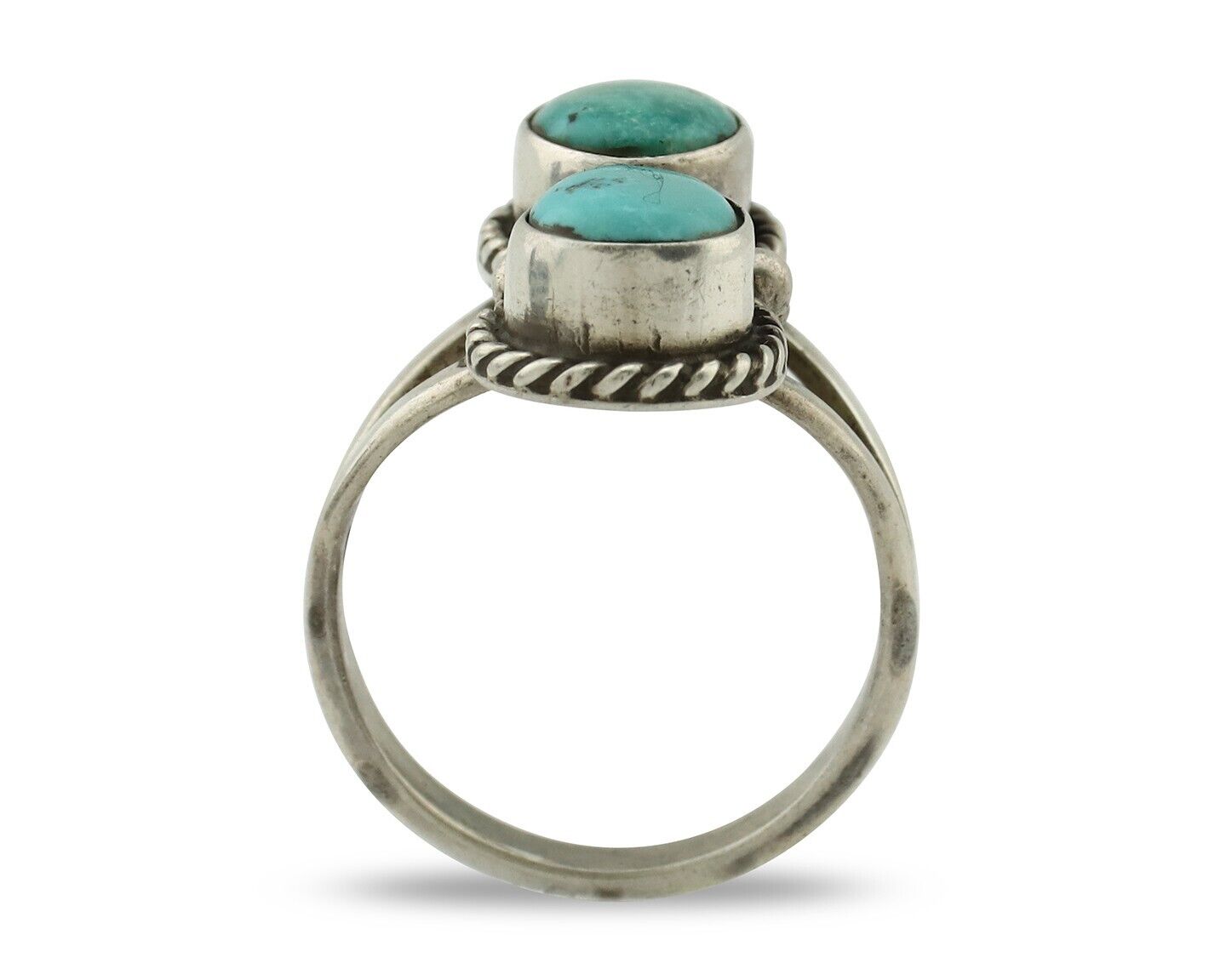 Navajo Ring 925 Silver Natural Blue Turquoise Native Artist Signed AG C.80's