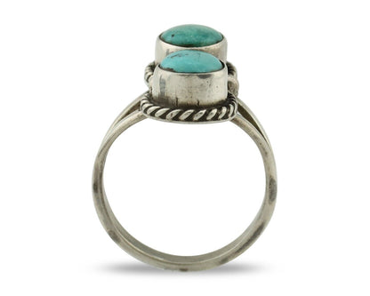 Navajo Ring 925 Silver Natural Blue Turquoise Native Artist Signed AG C.80's