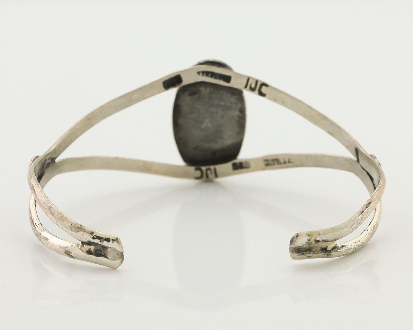 Navajo Bracelet 925 Silver Kingman Turquoise Artist Signed IJC C.80's