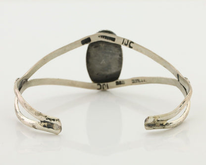 Navajo Bracelet 925 Silver Kingman Turquoise Artist Signed IJC C.80's