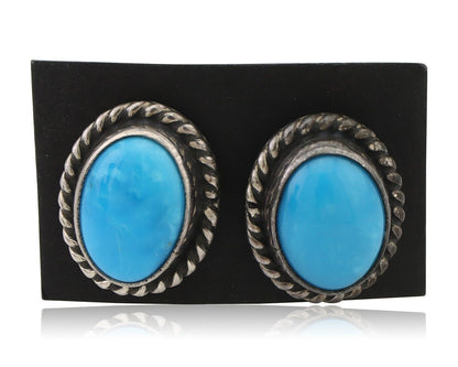 Navajo Cufflinks 925 Silver Native American Natural Turquoise C.80's