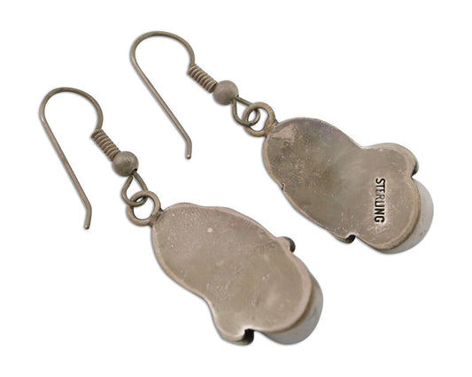 Navajo Handmade Earrings 925 Silver Natural Turquoise Native Artist C.80's