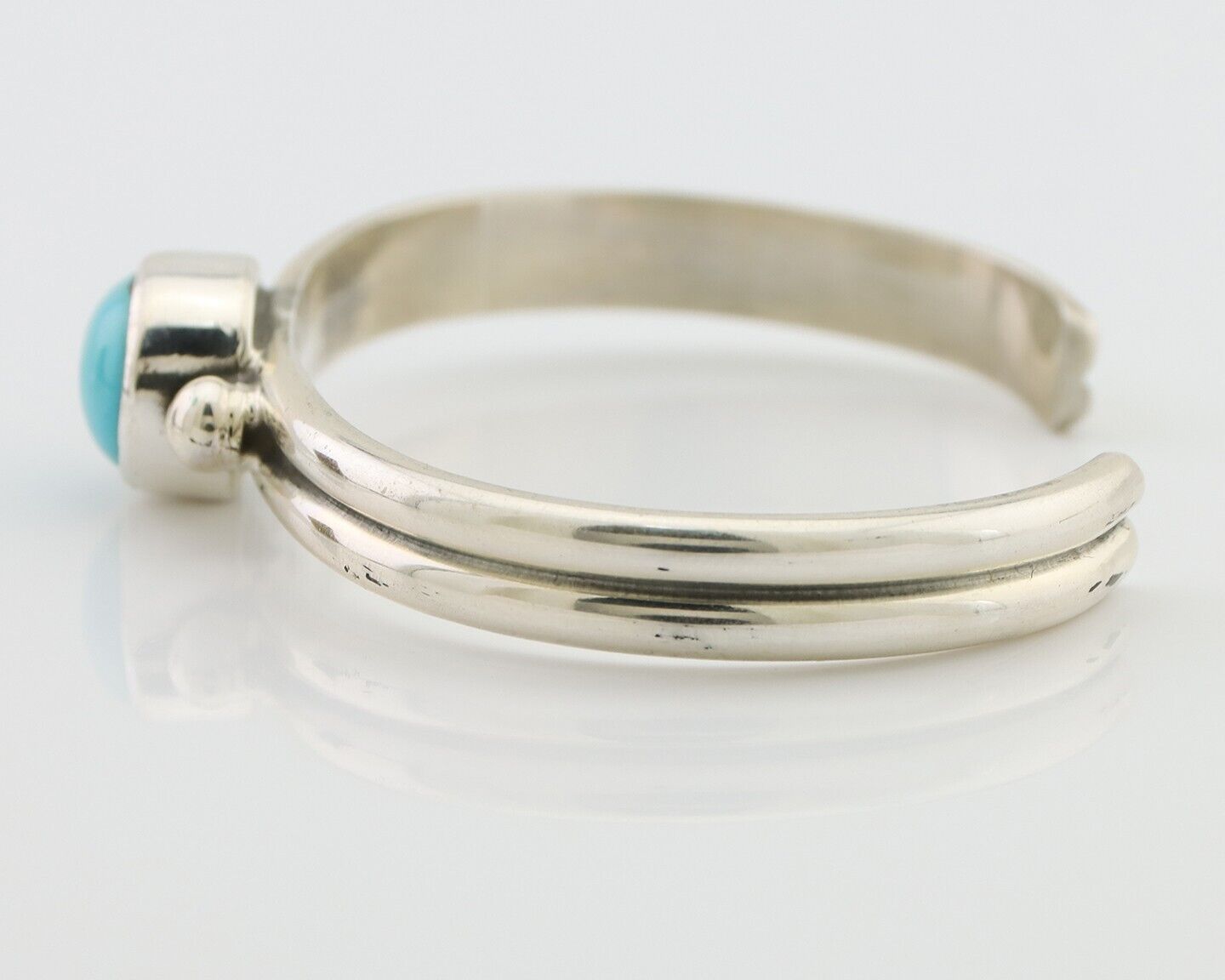 Navajo Cuff Bracelet 925 Silver Natural Blue Turquoise Native American C.80's