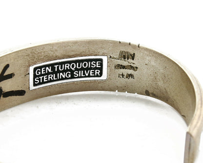 Early Artist David Freeland Inlaid Natural Gemstone .925 SOLID Silver Cuff