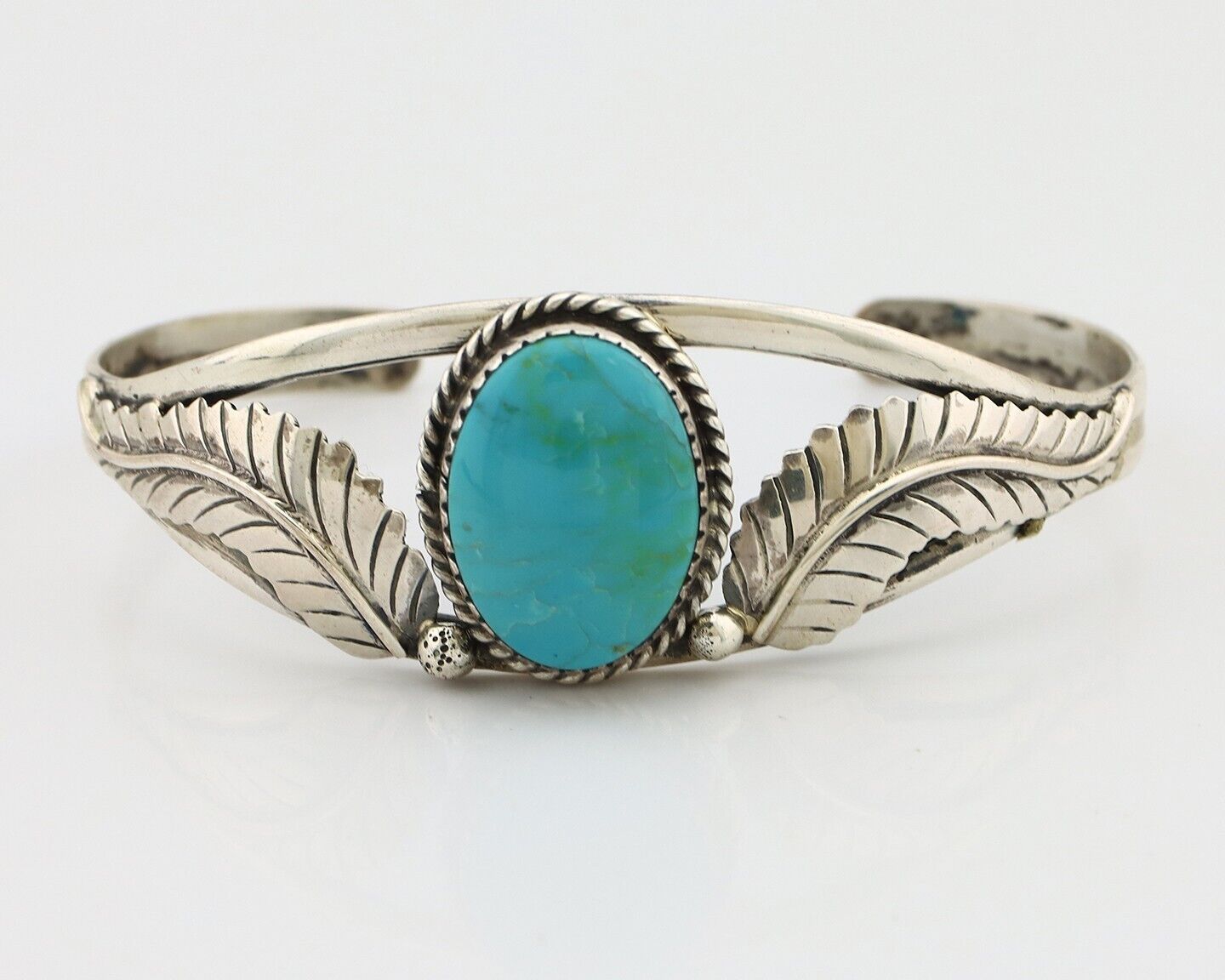 Navajo Bracelet 925 Silver Natural Blue Turquoise Native American Artist C.80's