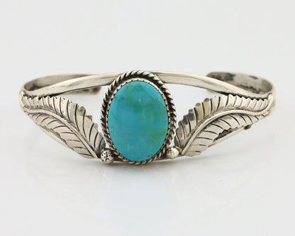 Navajo Bracelet 925 Silver Natural Blue Turquoise Native American Artist C.80's