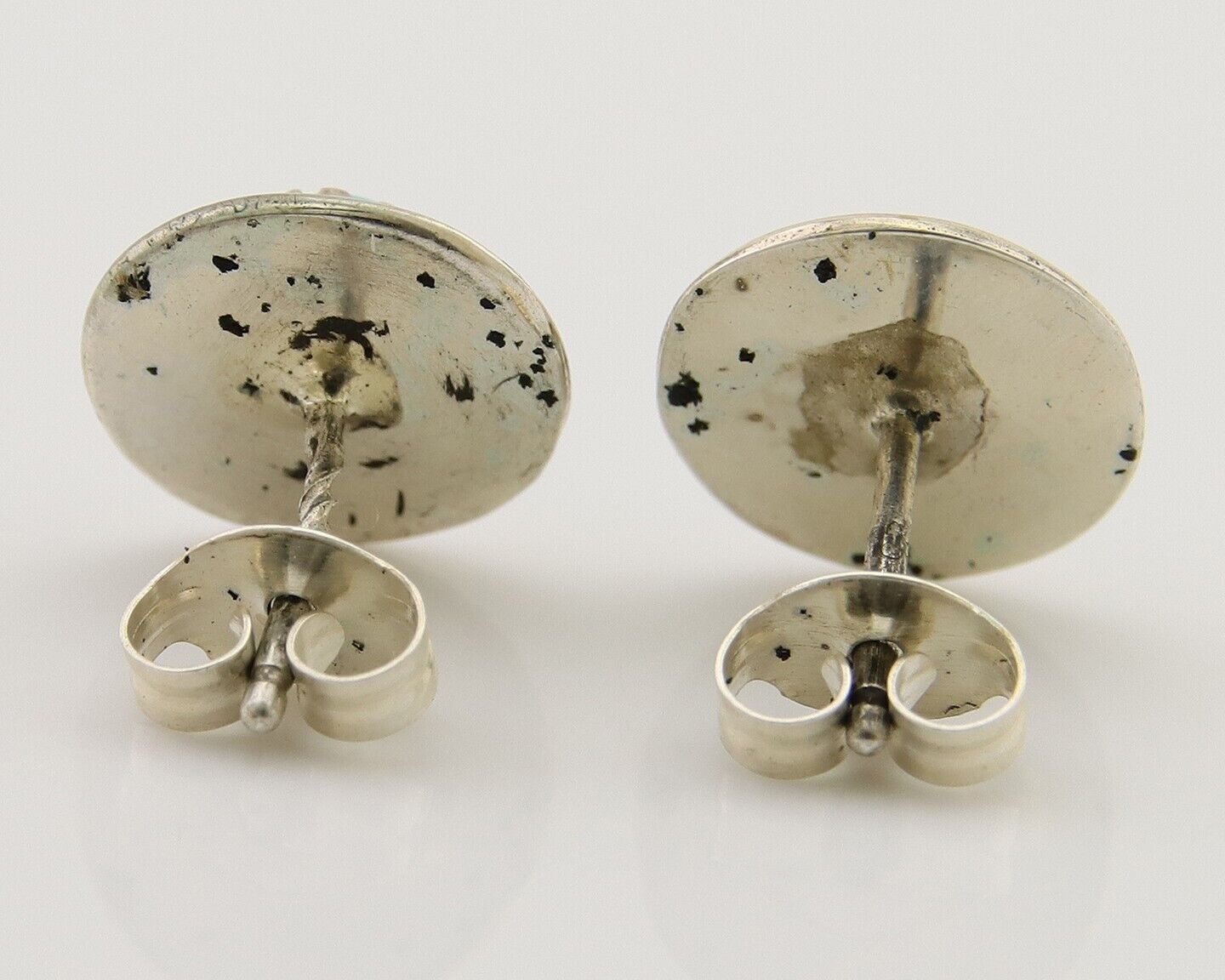 Navajo Handmade Earrings 925 Silver Natural Turquoise Native Artist C.80's