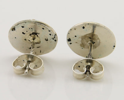 Navajo Handmade Earrings 925 Silver Natural Turquoise Native Artist C.80's