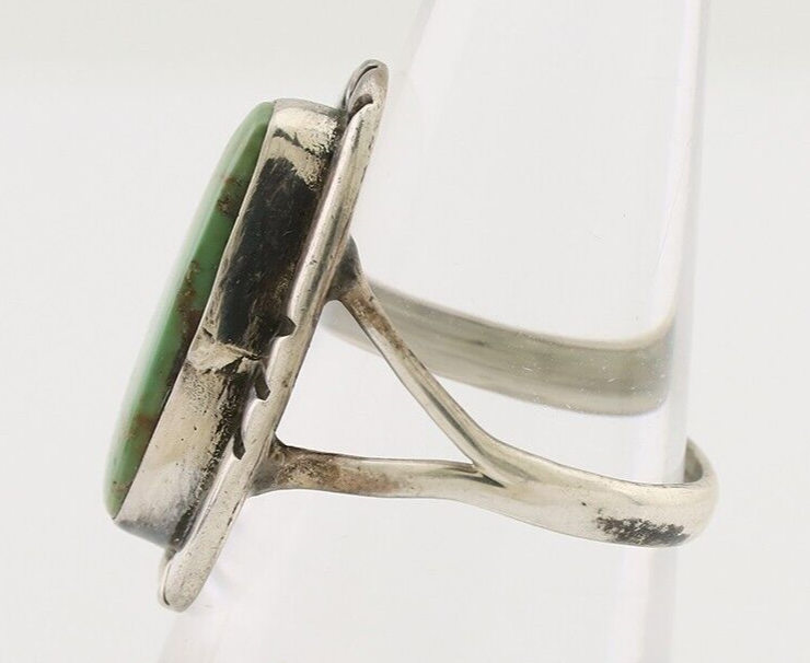 Navajo Handmade Ring 925 Silver Green Turquoise Artist Signed Kachina C.80's