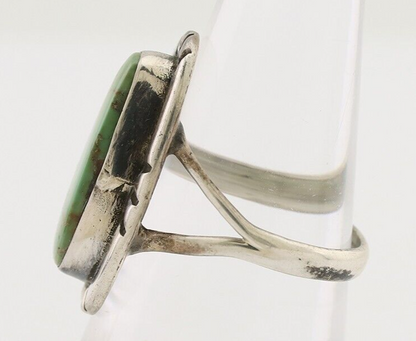 Navajo Handmade Ring 925 Silver Green Turquoise Artist Signed Kachina C.80's