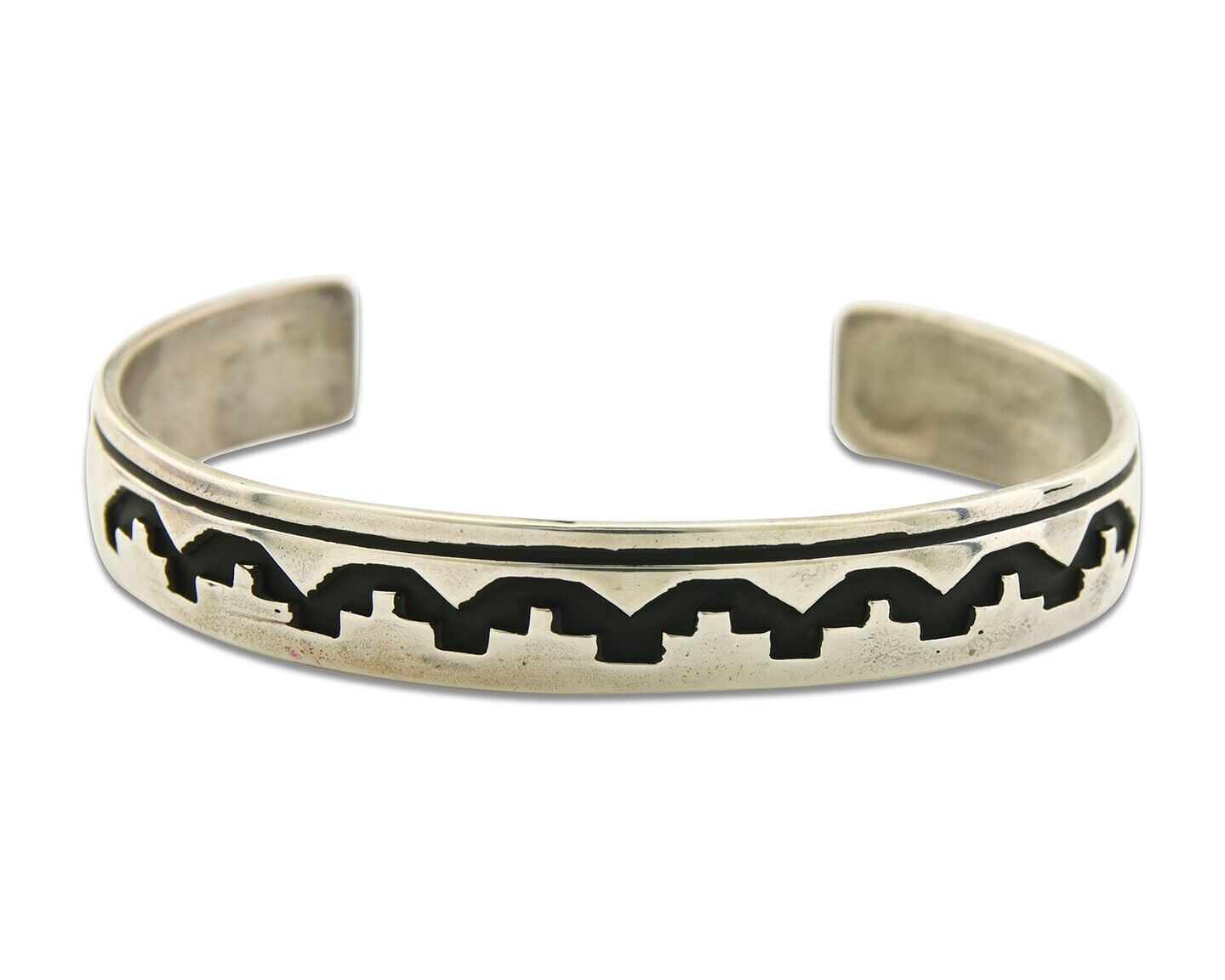 Navajo Bracelet 925 Silver Handmade Cuff Artist Signed Tom Billie C.80's