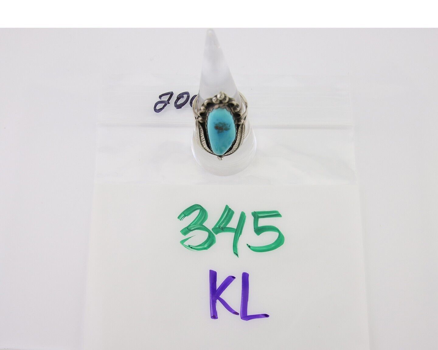 Navajo Ring 925 Silver Natural Blue Turquoise Native American Artist C.80's