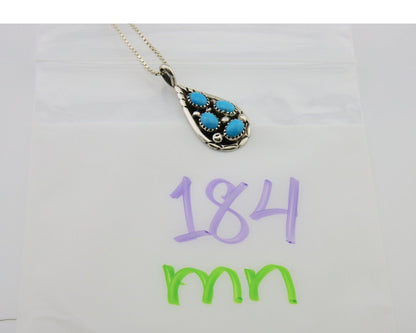 Navajo Necklace 925 Silver Natural Blue Turquoise Artist Signed Tom Yazzie C.80s