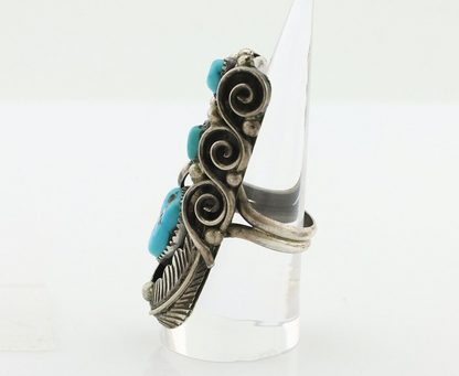 Navajo Ring 925 Silver Sleeping Beauty Turquoise Native American Artist C.80's