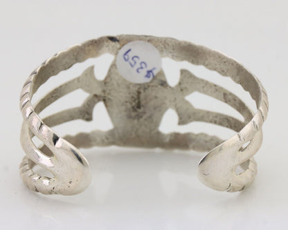 Navajo Sand Cast Cuff Bracelet 925 Silver Natural Turquoise Native Artist C.80's