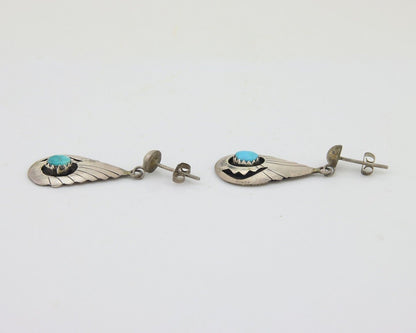 Navajo Earrings 925 Silver Blue Turquoise Native American Artist C.80's