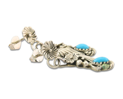 Navajo Earrings 925 Silver Natural Turquoise Native American Artist C.80's