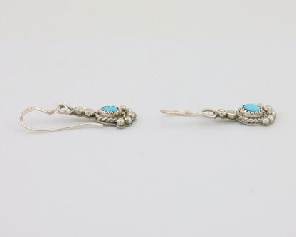 Navajo Earrings 925 Silver Blue Turquoise Artist Signed DB C.80's