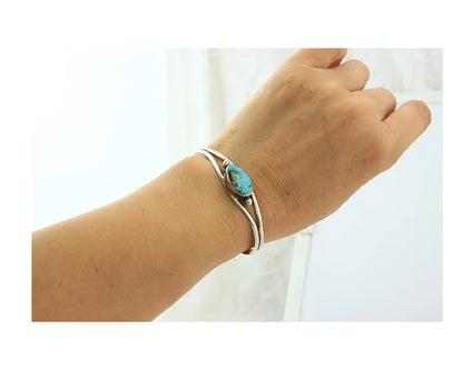 Navajo Cuff Bracelet 925 Sterling Silver Turquoise Vintage Handmade