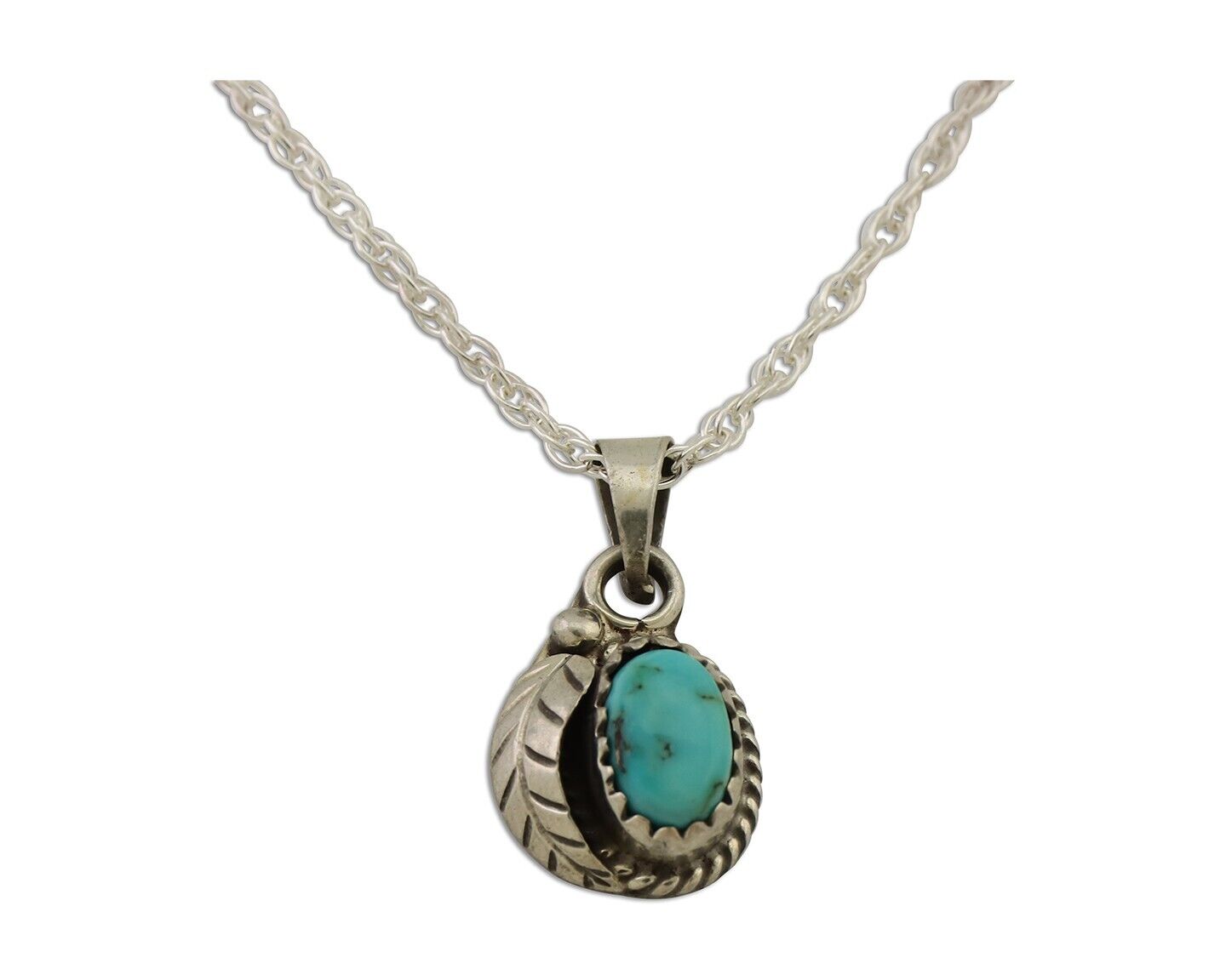 Navajo Pendant 925 Silver Natural Blue Turquoise Artist Native American C.80's