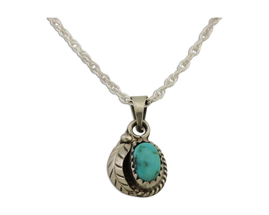 Navajo Pendant 925 Silver Natural Blue Turquoise Artist Native American C.80's
