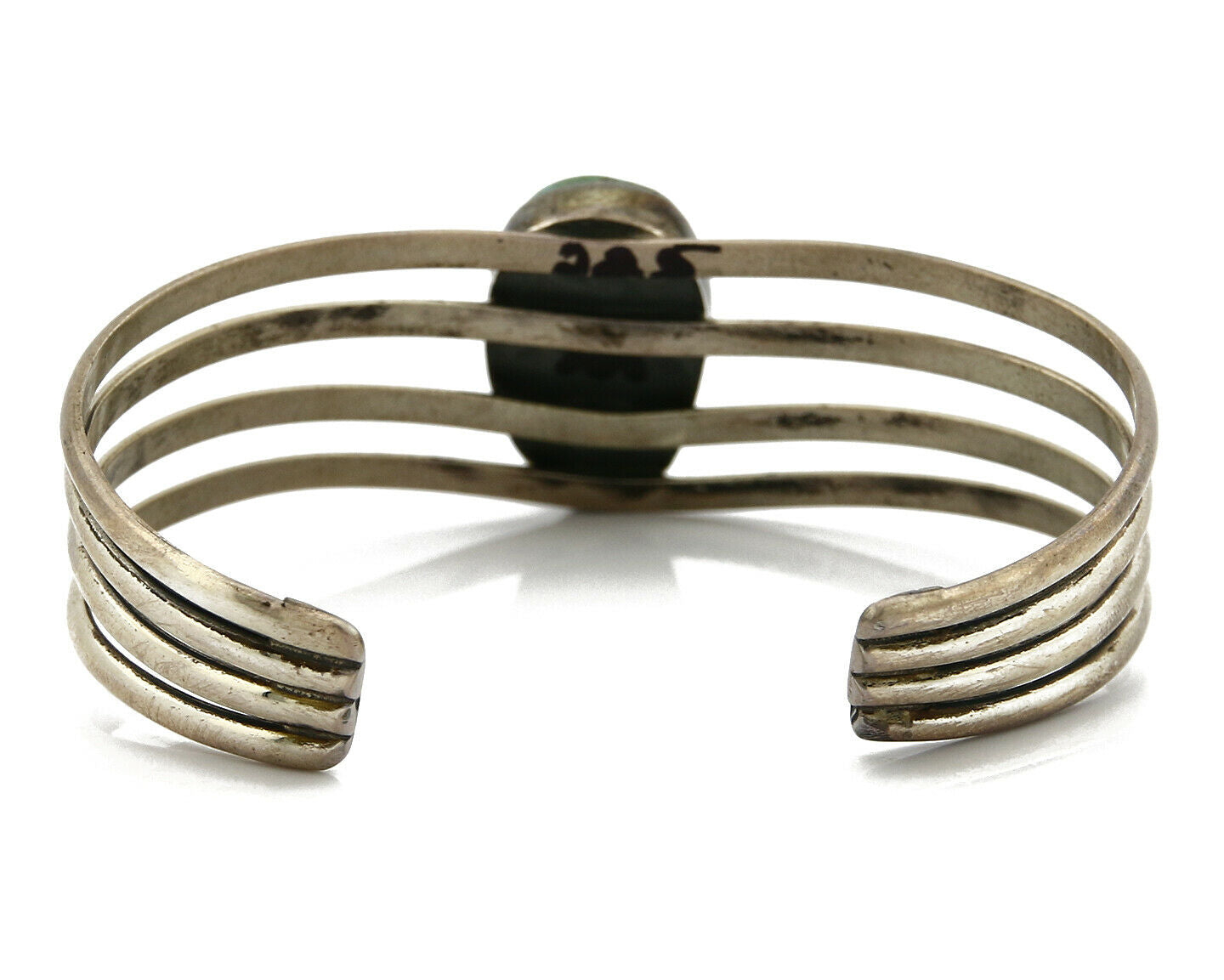 Navajo Handmade 4 Row .925 Silver Natural Turquoise Cuff Bracelet