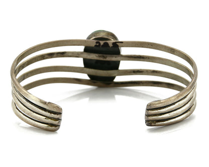 Navajo Handmade 4 Row .925 Silver Natural Turquoise Cuff Bracelet