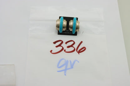 Navajo Half Hoop Earrings 925 Silver Natural Turquoise Artist Signed ShaRay C80s