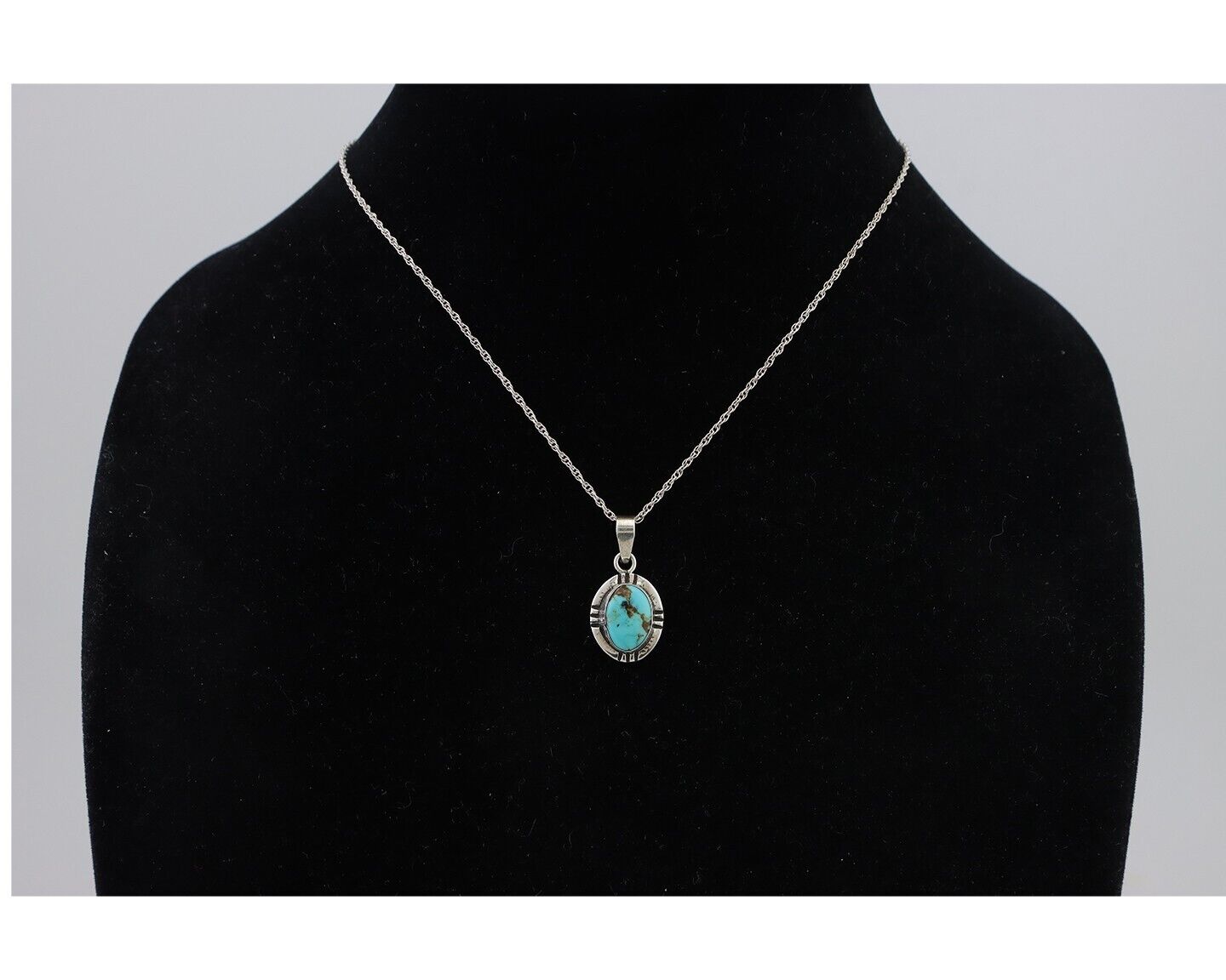 Navajo Necklace 925 Silver Natural Kingman Turquoise Native American C.80's