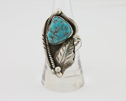 Navajo Ring 925 Silver Natural Blue Turquoise Signed David Garcia C.80's