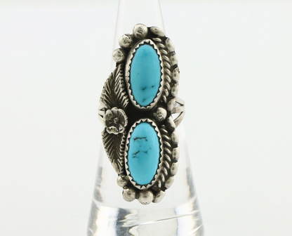 Navajo Ring 925 Silver Sleeping Beauty Turquoise Artist Signed SC C.80's