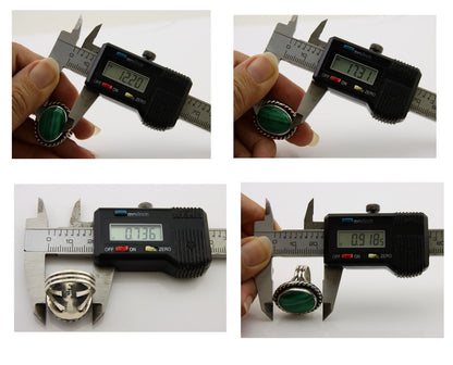 Navajo Ring 925 Silver Natural Malachite Native American Artist C.80's