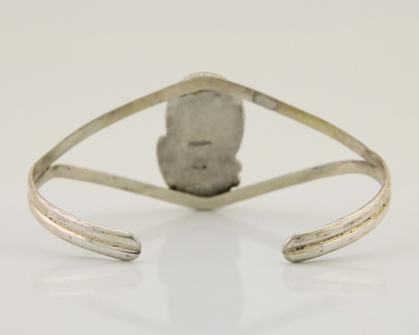 Navajo Hand Stamped Cuff Bracelet Turquoise 925 Silver Native American Artist